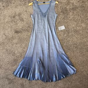 KOMAROV Dress Beaded V-Neck Charmeuse Dress Size Medium Lavender Ombre Fairy